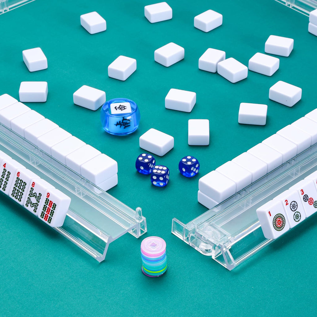 Clear Acrylic Mahjong Tile Rack and Pusher Set of 4 S3317