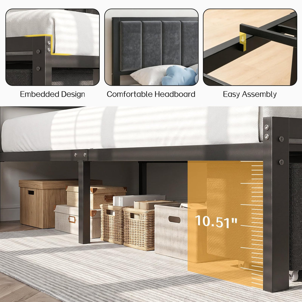 Twin Size Bed Frame with Drawer D69072
