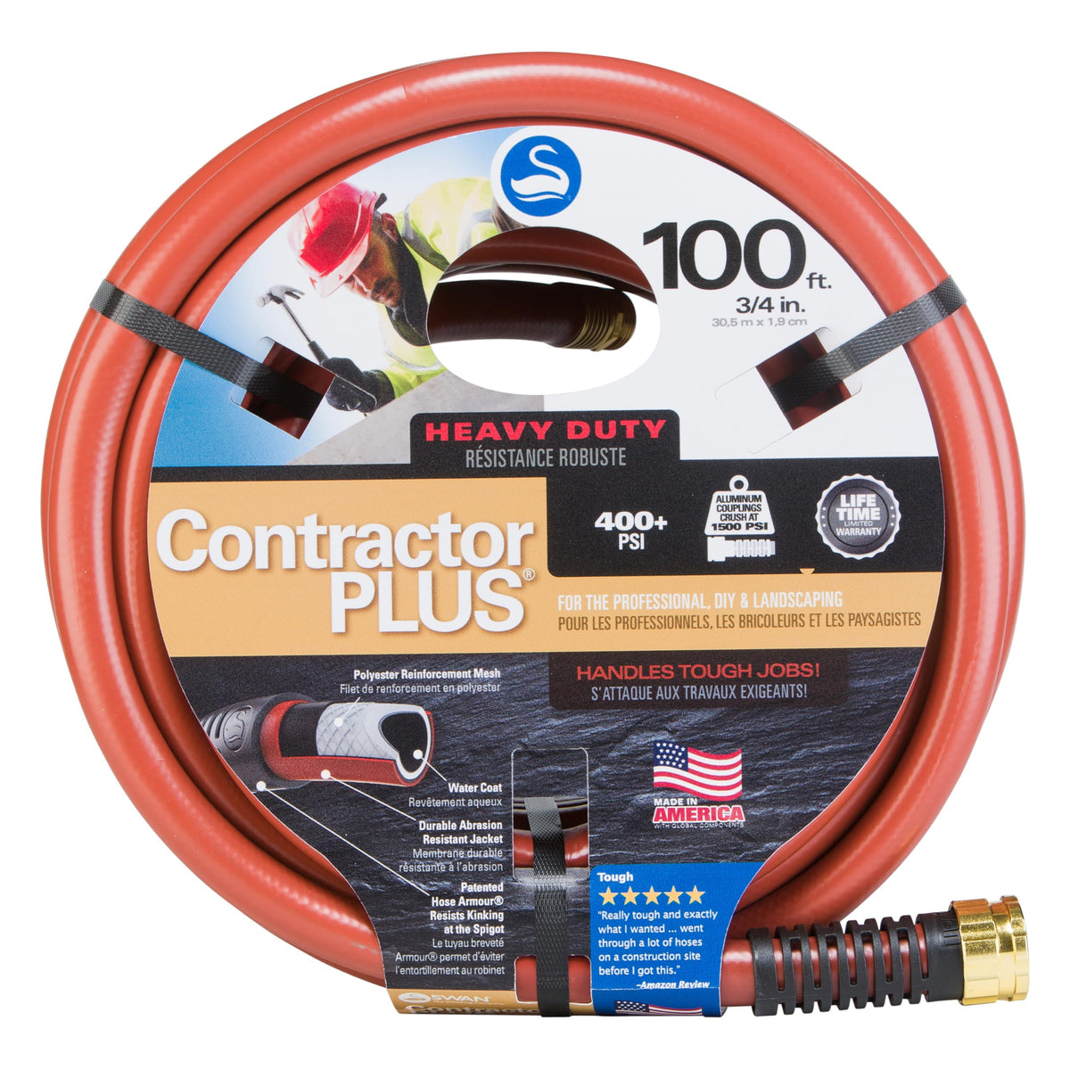 Heavy Duty Watering Hose, 100' Length, 3/4" Diameter, 400+ PSI, Red O270