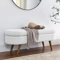 White Storage Bench with Rubber Wood Legs K919