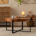Round Coffee Table with Fir Wood Top and Black Cross Legs D196325