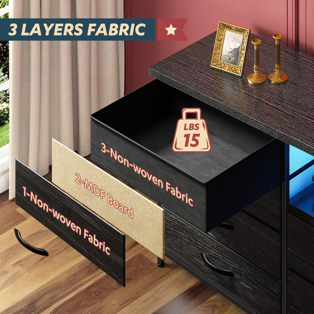 63" Dresser with 12 Fabric Drawers B468