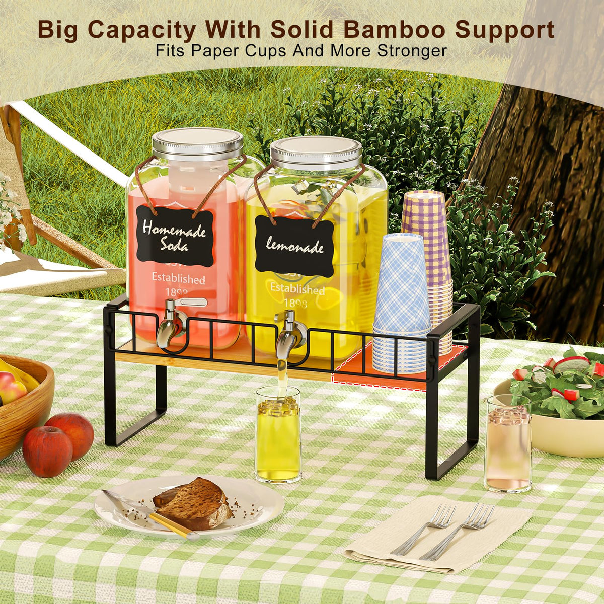 2 Pack 1 Gallon Glass Beverage Dispenser with Spigot and Ice Core P824738