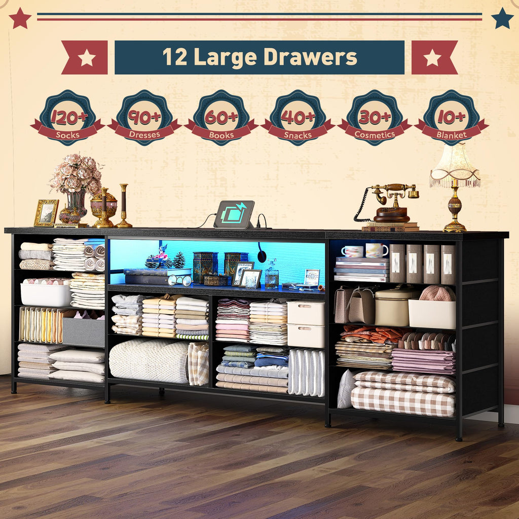 63" Dresser with 12 Fabric Drawers B468