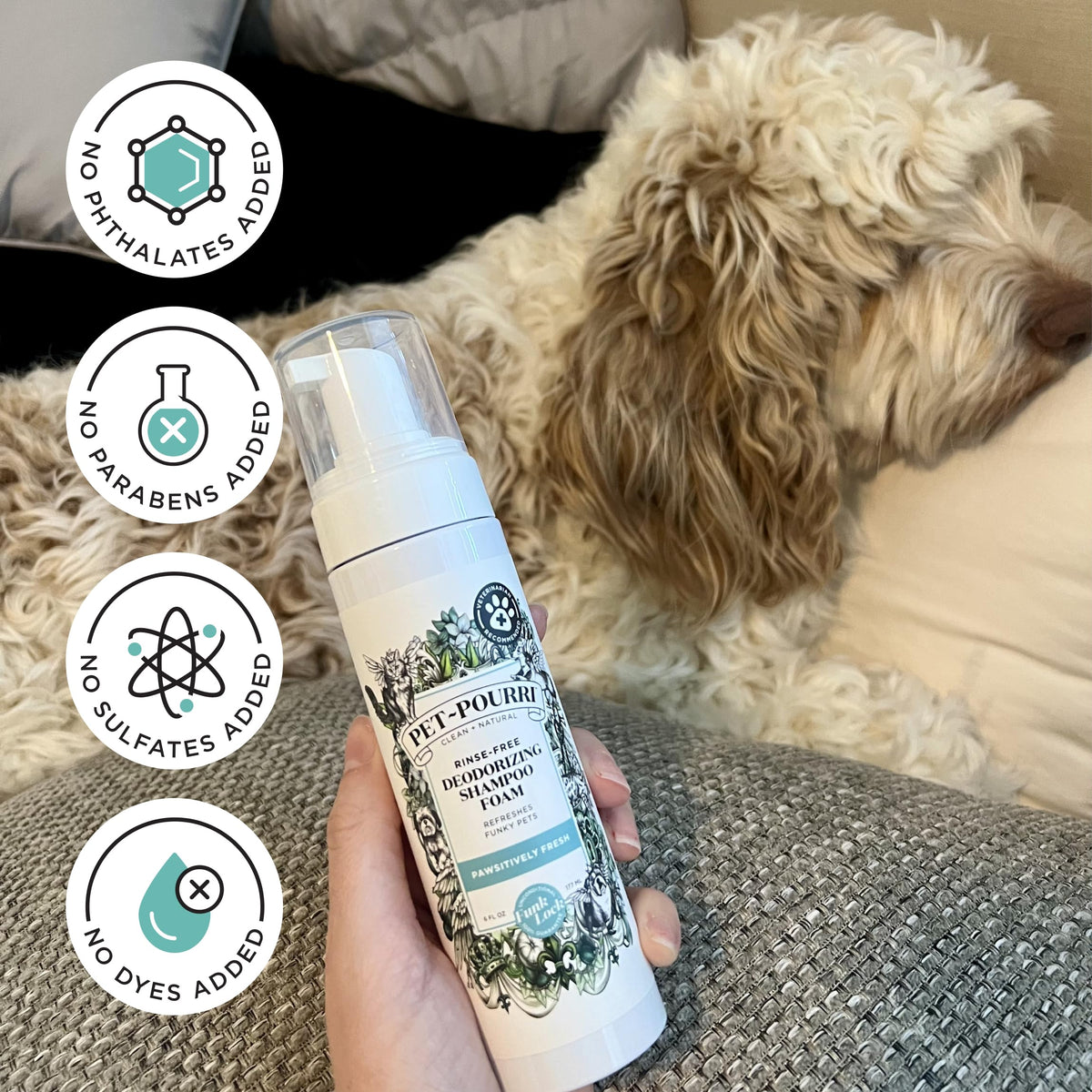 Rinse-Free Deodorizing Dry Shampoo for Dogs & Cats, 6 Fl Oz X102