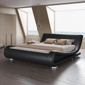 Queen Size Faux Leather Sleigh Bed Frame P9045