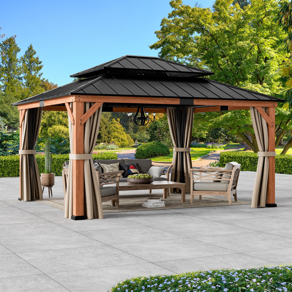 Wood Gazebo 13x15 with Galvanized Steel Roof B6724