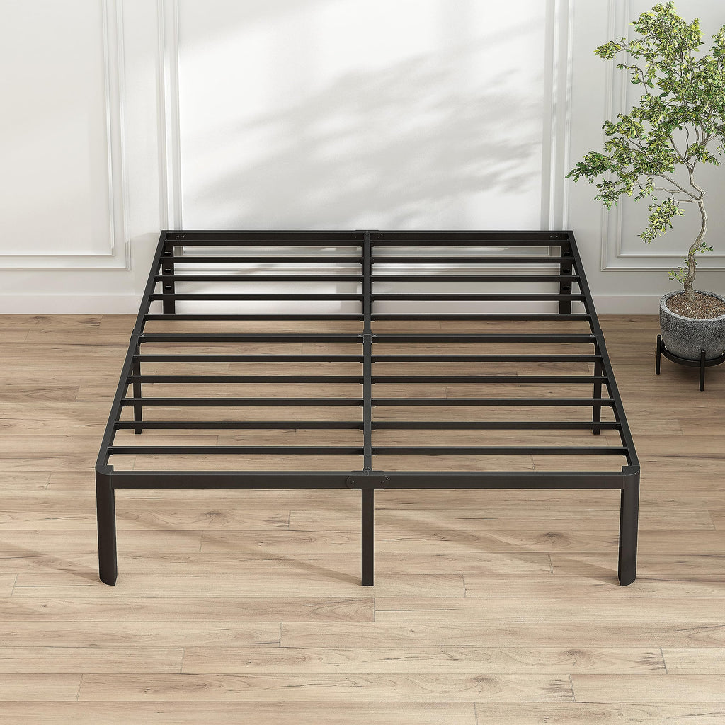 14 Inch Queen Size Black Metal Platform Bed Frame L975396